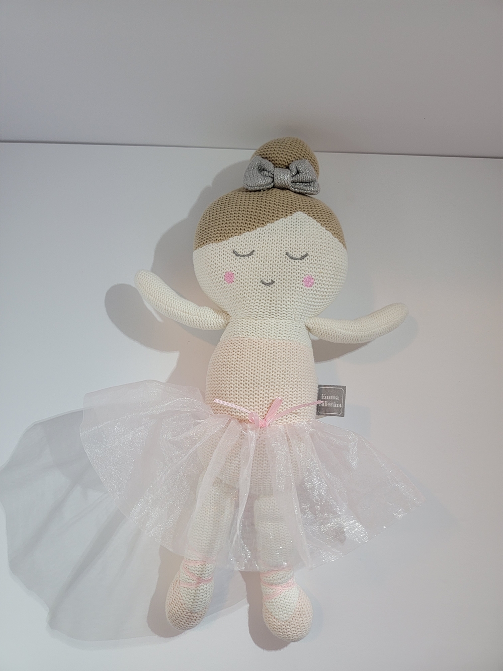 Emma Ballerina Doll in Pink and Cream - Soft Knit Kids Toy - Picture 2 of 6